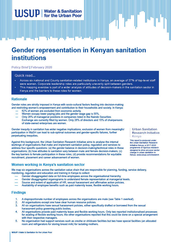 PBrief_Mapping gender representation in Kenya sanitation institutions